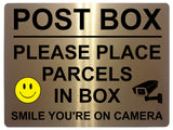 451 POST BOX SMILE YOU'RE ON CAMERA Metal Aluminium Plaque Sign House Office Gate Letters Parcels