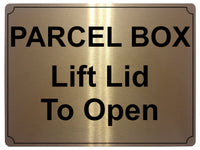 622 PARCEL BOX Lift Lid To Open Metal Aluminium Plaque Sign Door House Office Letters Post