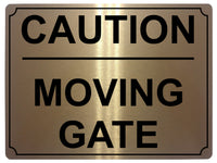 512 CAUTION MOVING GATE Metal Aluminium Door Sign Plaque For House Office Pub