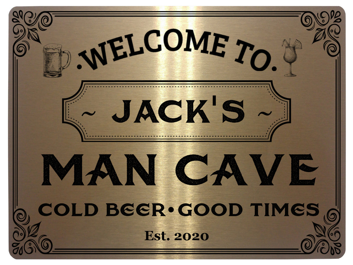 388 Custom Personalised MAN CAVE Name Metal Aluminium Sign Door Plaque Pub Shed