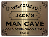388 Custom Personalised MAN CAVE Name Metal Aluminium Sign Door Plaque Pub Shed
