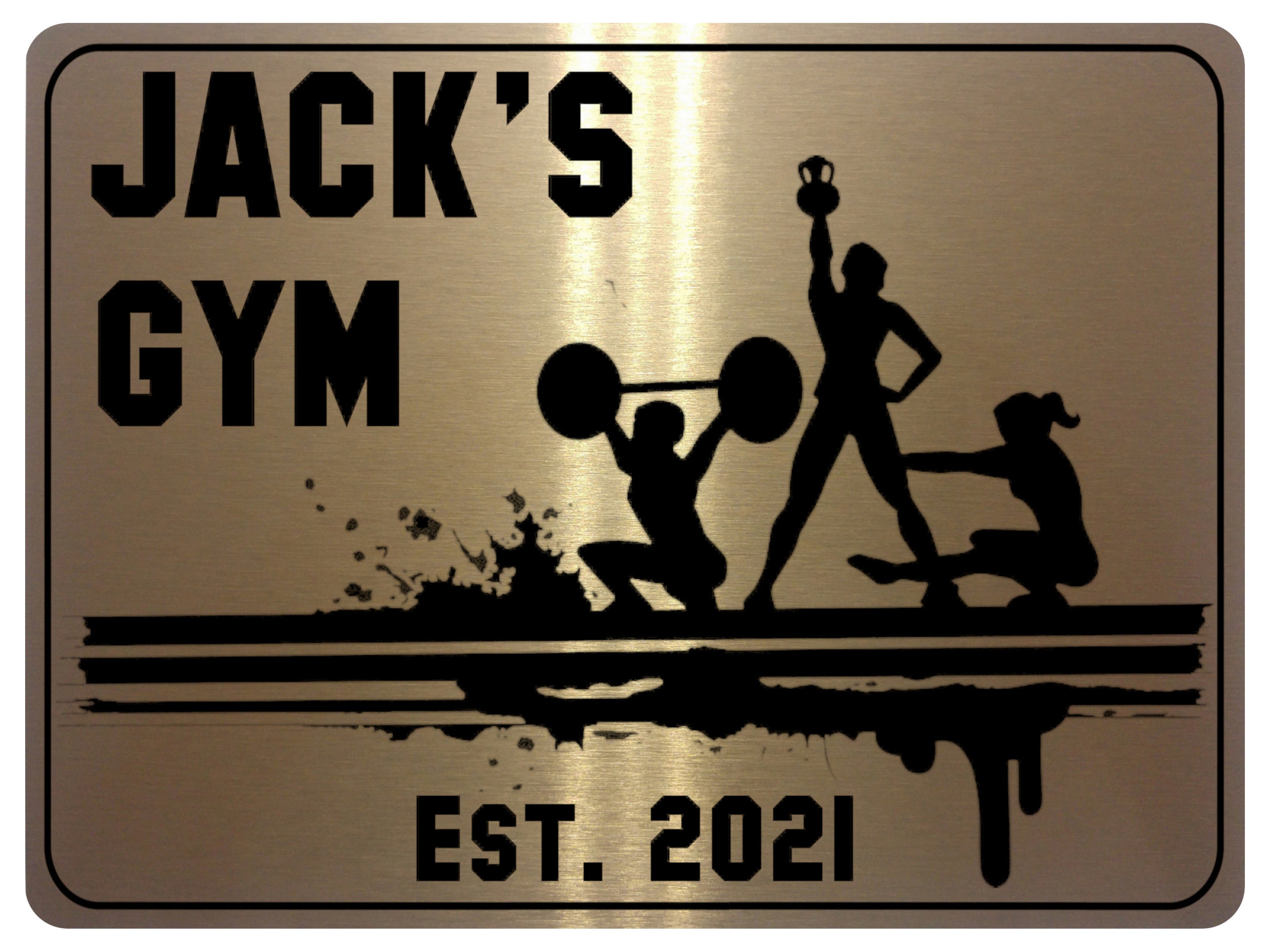 870 Custom Personalised Name's Gym Metal Aluminium Sign Plaque Fitness Door Wall