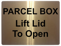 621 PARCEL BOX Lift Lid To Open Metal Aluminium Plaque Sign Door House Office Letters Post