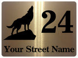 801 Custom Personalised Address Wolf Metal Plaque Sign For Door Wall House Office Gate