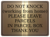 1291 DO NOT KNOCK (working from home) Metal Aluminium Plaque Sign Door PARCEL BOX