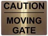 510 CAUTION MOVING GATE Metal Aluminium Door Sign Plaque For House Office Pub