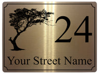 612 Custom Personalised Tree Number Address House Metal Aluminium Sign Plaque For Front Door Wall Gate