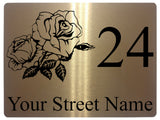 609 Custom Personalised Rose Number Address House Metal Aluminium Sign Plaque For Front Door Wall Gate