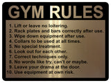 897 GYM RULES Safety Funny Door Wall Metal Aluminium Plaque Sign Fitness Club