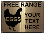 734 Personalised FREE RANGE EGGS Farm Metal Aluminium Plaque Sign Wall Gate Door