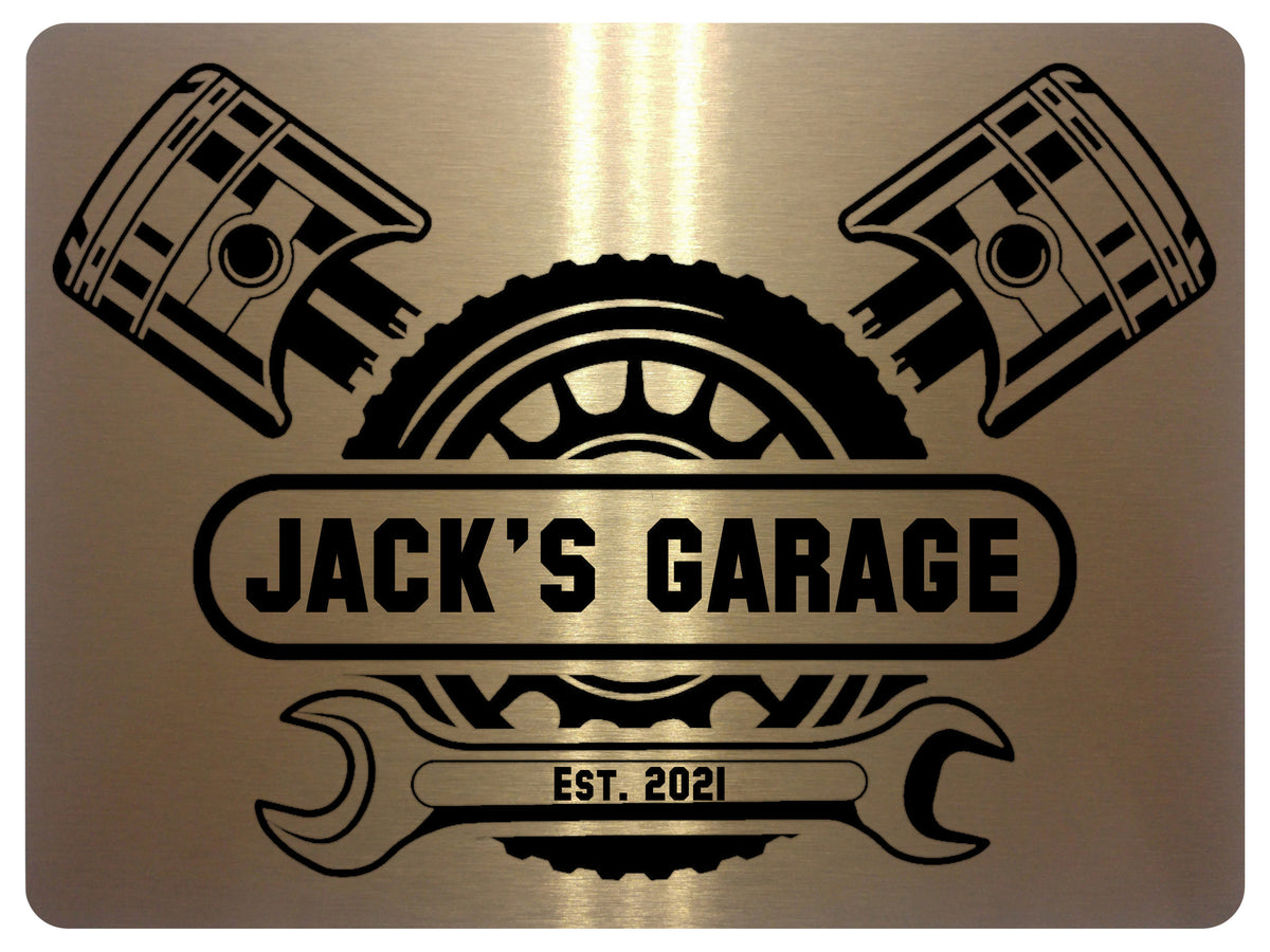 693 Custom Personalised NAME'S GARAGE Car Metal Aluminium Sign Plaque Door Wall Gate