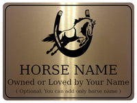 757 Custom Personalised Horseshoe Name Pony Metal Aluminium Sign Stable Door Plaque