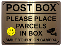 452 POST BOX SMILE YOU'RE ON CAMERA Metal Aluminium Plaque Sign House Office Gate Letters Parcels