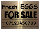 809 Custom Personalised Fresh EGGS FOR SALE Metal Aluminium Plaque Sign Door Gate House Farm