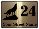 802 Custom Personalised Address Wolf Metal Plaque Sign For Door Wall House Office Gate