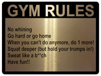 784 GYM RULES Safety Funny Door Wall Metal Aluminium Plaque Sign Fitness Club