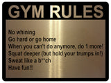 784 GYM RULES Safety Funny Door Wall Metal Aluminium Plaque Sign Fitness Club