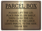 620 PARCEL BOX LIFT THE LID Metal Aluminium Plaque Sign Door House Office Letters Post