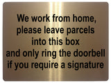 537 We work from home Metal Aluminium Plaque Sign Door Bell Letters Parcels House Office