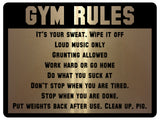 688 GYM RULES Safety Funny Door Wall Metal Aluminium Plaque Sign Fitness Club