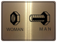 826 TOILET WOMAN MAN Funny Metal Aluminium Plaque Sign House Office Pub Bar