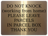 1290 DO NOT KNOCK (working from home) Metal Aluminium Plaque Sign Door PARCEL BOX