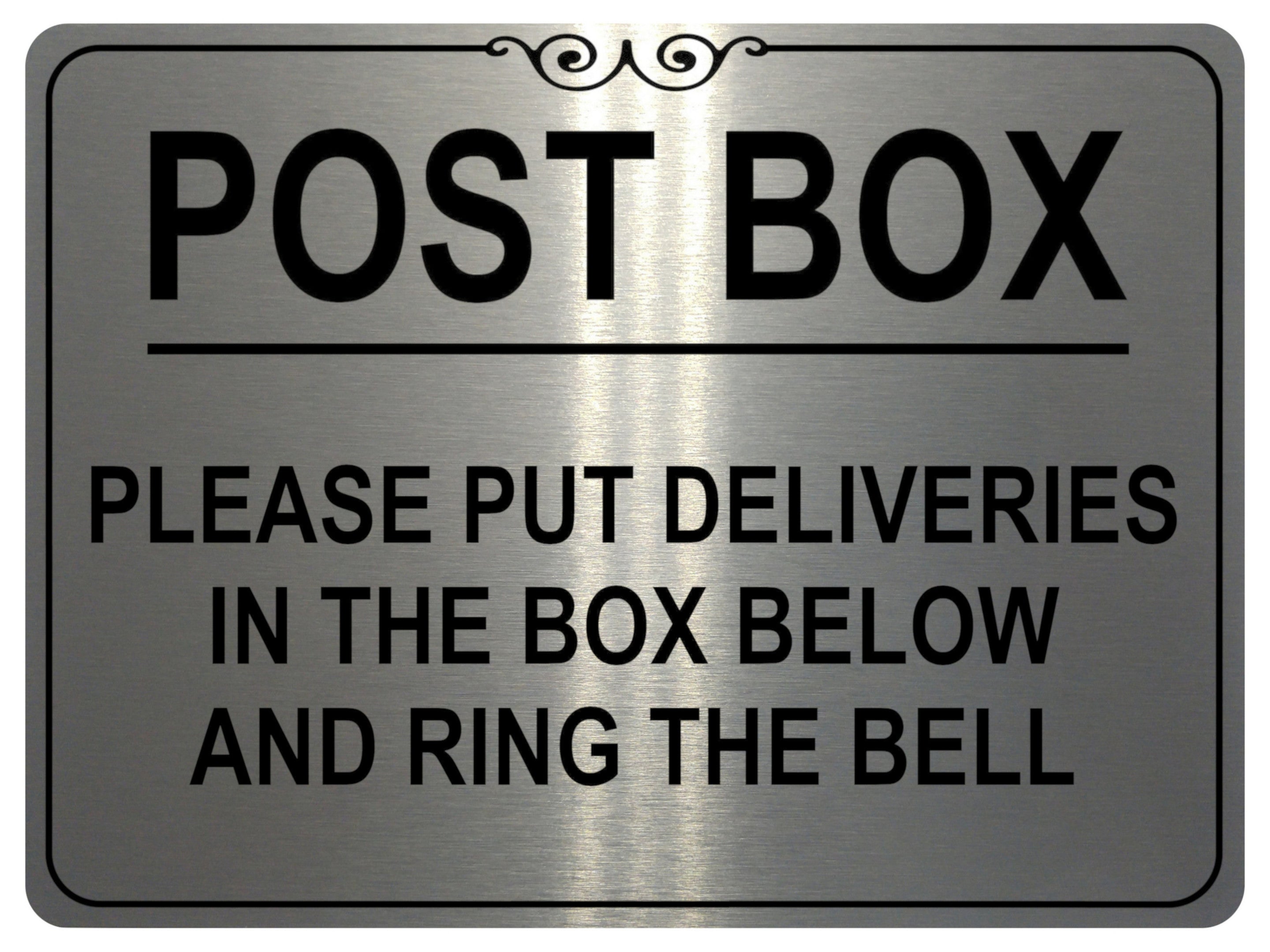 1519 POST BOX PLEASE PUT DELIVERIES IN THE BOX BELOW Metal Aluminium Plaque Sign
