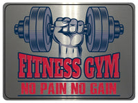 769 FITNESS GYM NO PAIN NO GAIN Metal Aluminium Plaque Sign For Door Wall Gate