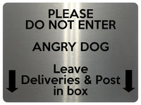 1605 DO NOT ENTER ANGRY DOG DELIVERIES & POST Metal Aluminium Plaque Sign Door