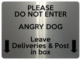 1605 DO NOT ENTER ANGRY DOG DELIVERIES & POST Metal Aluminium Plaque Sign Door