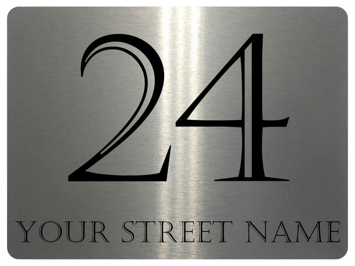 AL045 Personalised Address Digitally Printed Metal Aluminium Sign Plaque Door Gate House Office
