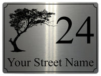 612 Custom Personalised Tree Number Address House Metal Aluminium Sign Plaque For Front Door Wall Gate