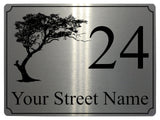 612 Custom Personalised Tree Number Address House Metal Aluminium Sign Plaque For Front Door Wall Gate