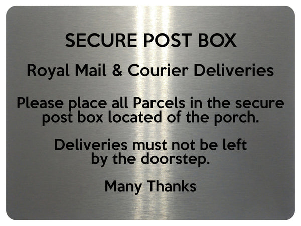 1749 SECURE POST BOX Royal Mail & Courier Door Gate Metal Aluminium Plaque Sign