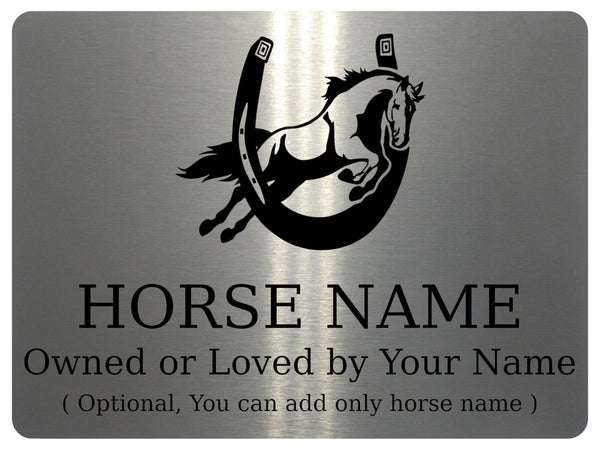 756 Custom Personalised Horseshoe Name Pony Metal Aluminium Sign Stable Door Plaque