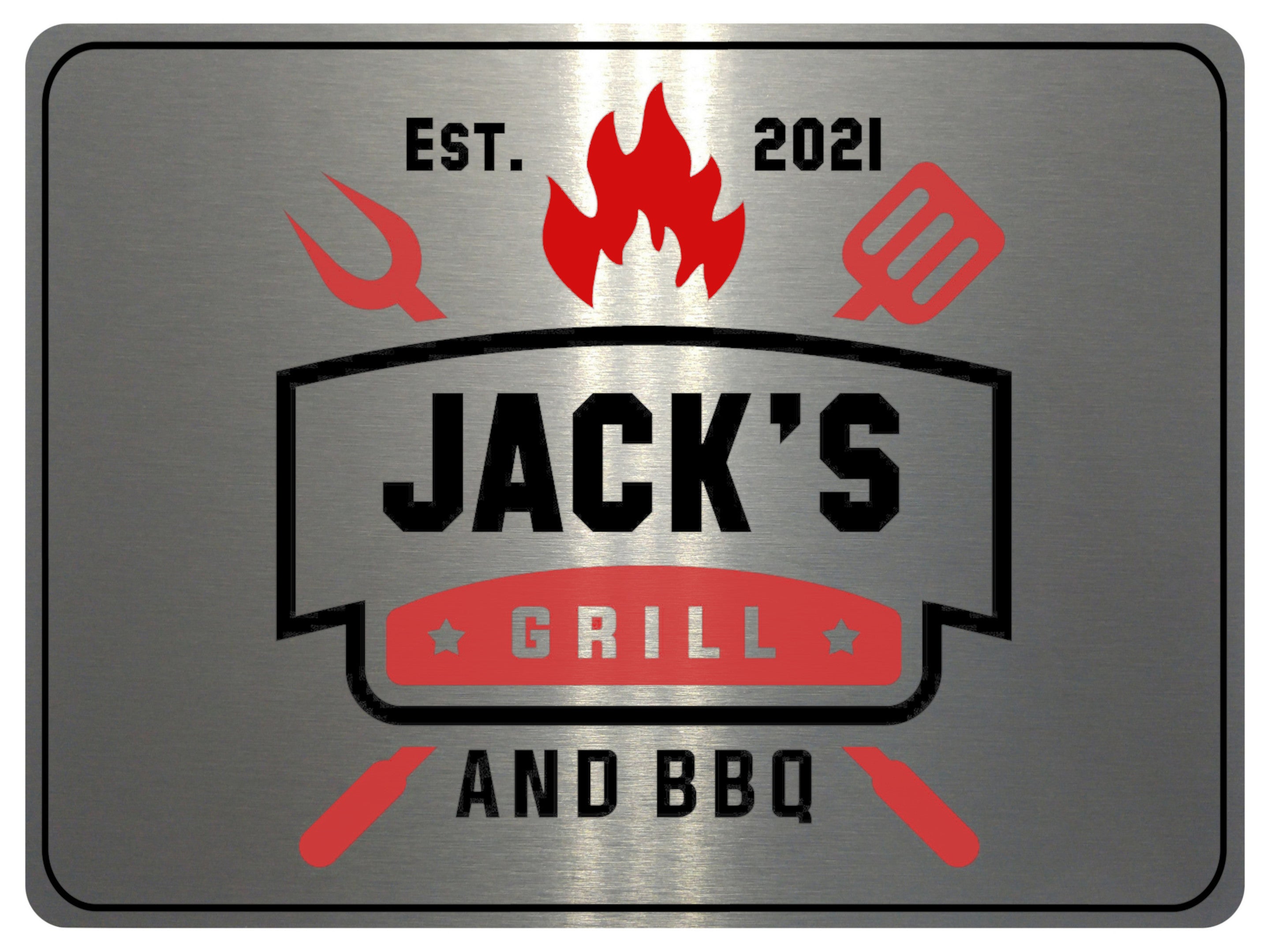 800 Custom Personalised GRILL BBQ Metal Aluminium Plaque Sign Door House Garden Shed