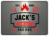 800 Custom Personalised GRILL BBQ Metal Aluminium Plaque Sign Door House Garden Shed