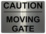 510 CAUTION MOVING GATE Metal Aluminium Door Sign Plaque For House Office Pub