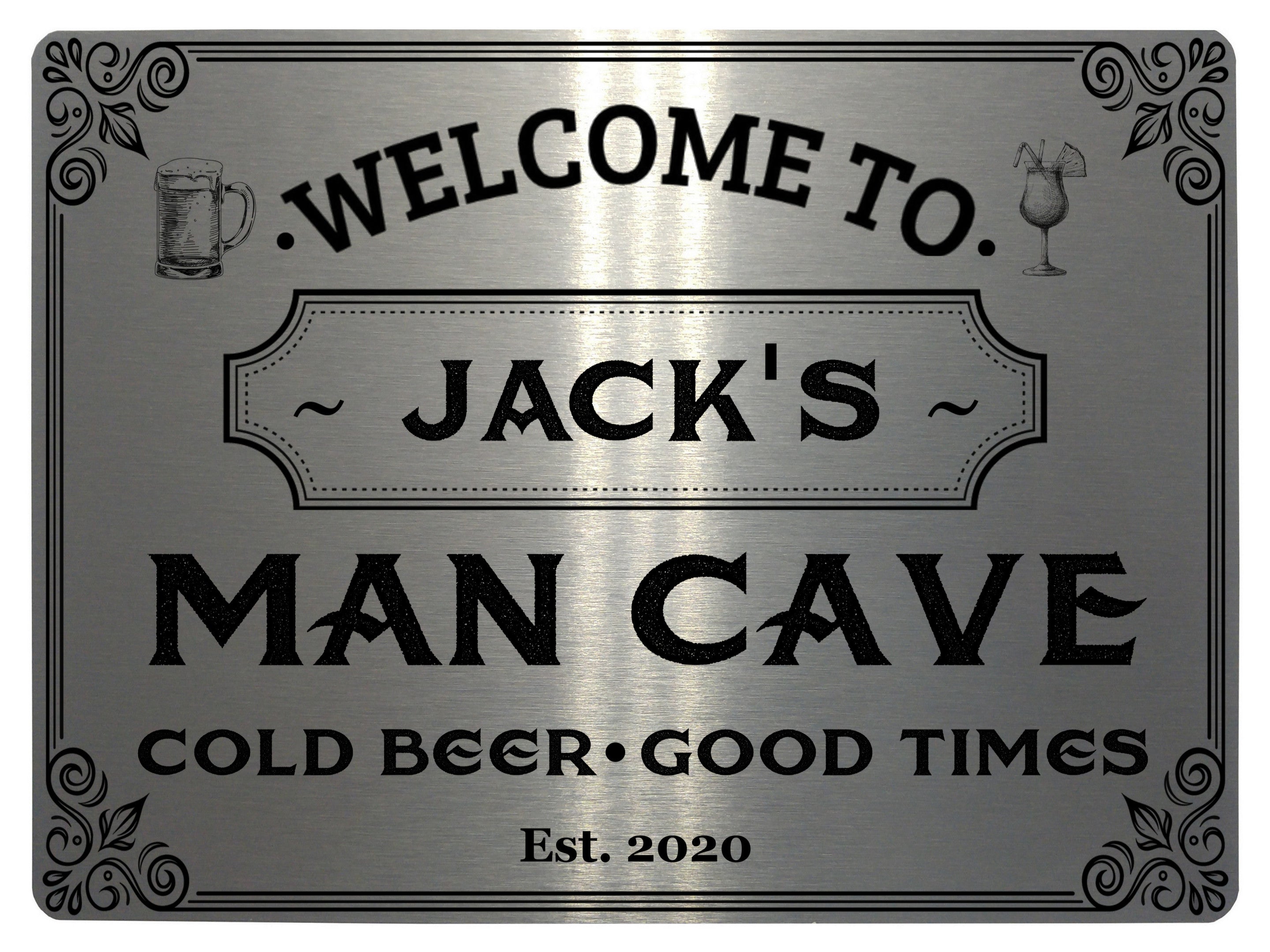 388 Custom Personalised MAN CAVE Name Metal Aluminium Sign Door Plaque Pub Shed