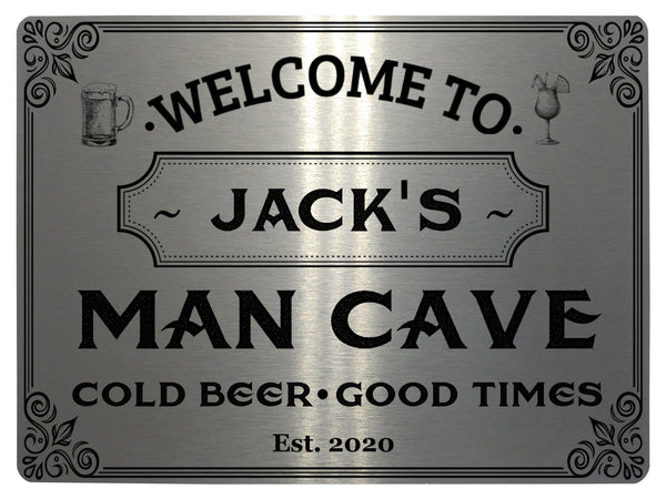 388 Custom Personalised MAN CAVE Name Metal Aluminium Sign Door Plaque Pub Shed