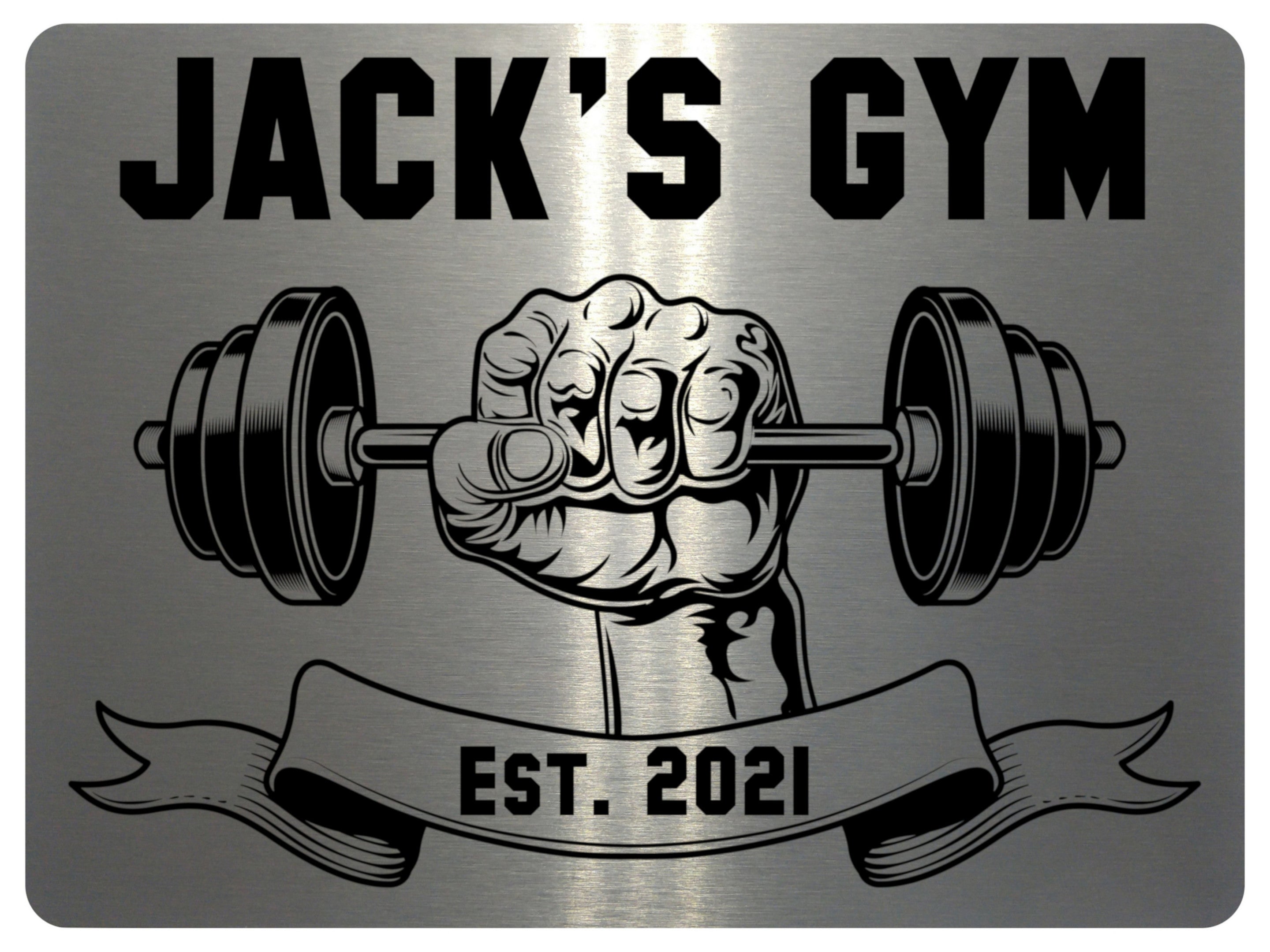 AL009 Custom Personalised Gym Name Fitness Metal Aluminium Sign Plaque Door House