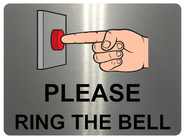 AL025 PLEASE RING THE BELL Metal Aluminium Plaque Sign Door Gate House Office