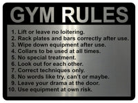 897 GYM RULES Safety Funny Door Wall Metal Aluminium Plaque Sign Fitness Club