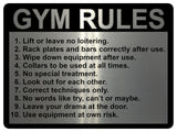 897 GYM RULES Safety Funny Door Wall Metal Aluminium Plaque Sign Fitness Club