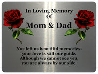 1412 In Loving Memory Of Mom & Dad Memorial Funeral Metal Aluminium Plaque Sign