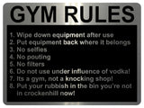 AL031 GYM RULES Fitness Digitally Printed Metal Aluminium Plaque Sign Door Wall