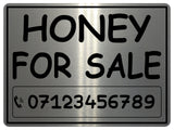 820 Personalised HONEY FOR SALE Metal Aluminium Plaque Sign Door Gate House Farm