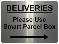 1603 DELIVERIES Please Use Smart Parcel Box --> Metal Aluminium Plaque Sign Door