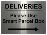 1603 DELIVERIES Please Use Smart Parcel Box --> Metal Aluminium Plaque Sign Door