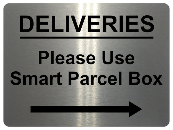 1603 DELIVERIES Please Use Smart Parcel Box --> Metal Aluminium Plaque Sign Door